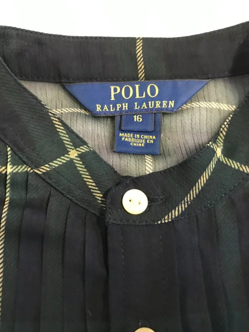Polo Ralph Lauren Sheer Plaid Chiffon Button Shirt Youth 16 Fits XS